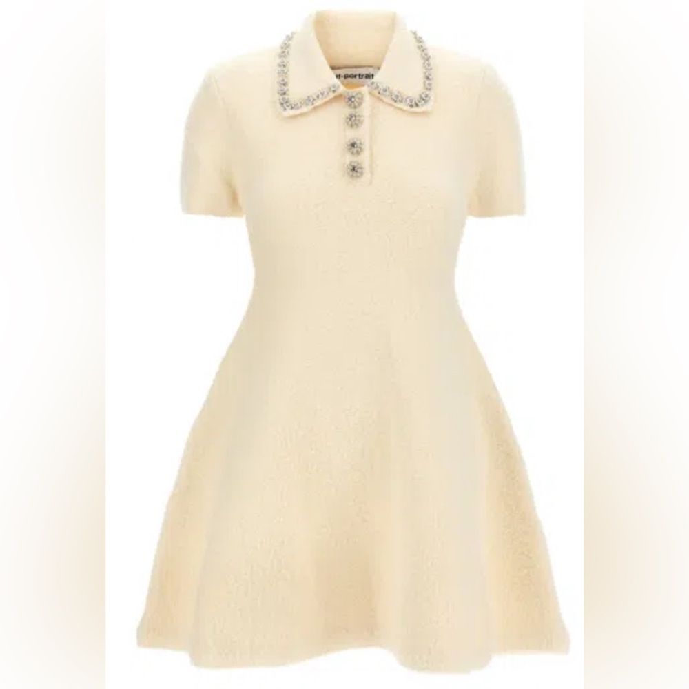 Self-Portrait Cream Dress with Button Detail Size M